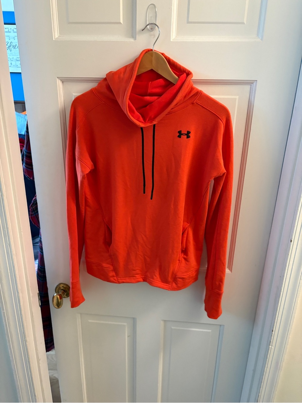 EUC Under Armour Bright Orange Hoodie with Black Accents
